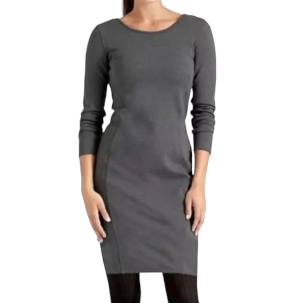 Athleta Women's Illusion Long sleeve sheath style knit gray dress, Sz S
